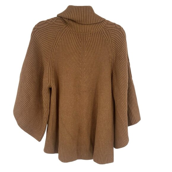 Anthropologie Size XS/S Petite Kali Poncho Sweater Brown Oversized Cable Knit - Picture 4 of 13